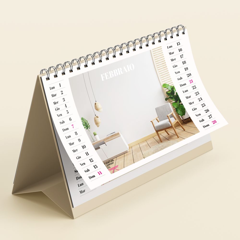 Calendrier de bureau spirale design interieur elegant pour cadeaux entreprise. Sprint24.