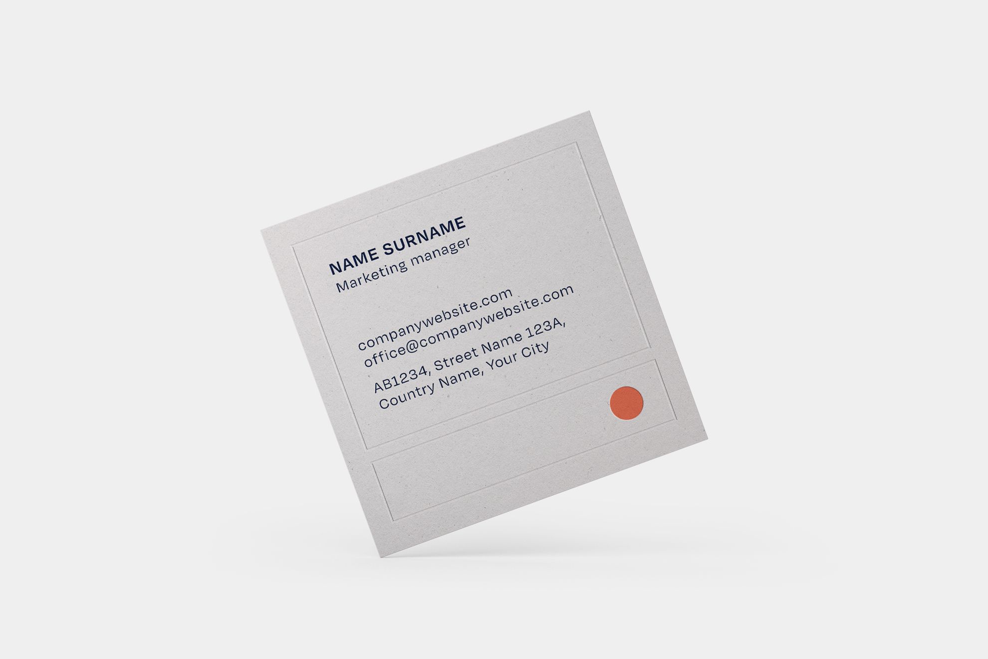Améliorez votre présence professionnelle avec notre design de carte de visite carrée offrant une disposition moderne et une forme distinctive. Ce format carré unique présente vos coordonnées de manière élégante tout en se démarquant des cartes rectangulaires traditionnelles. Idéal pour les professionnels du marketing, les créatifs et les entrepreneurs qui cherchent une manière originale de laisse…