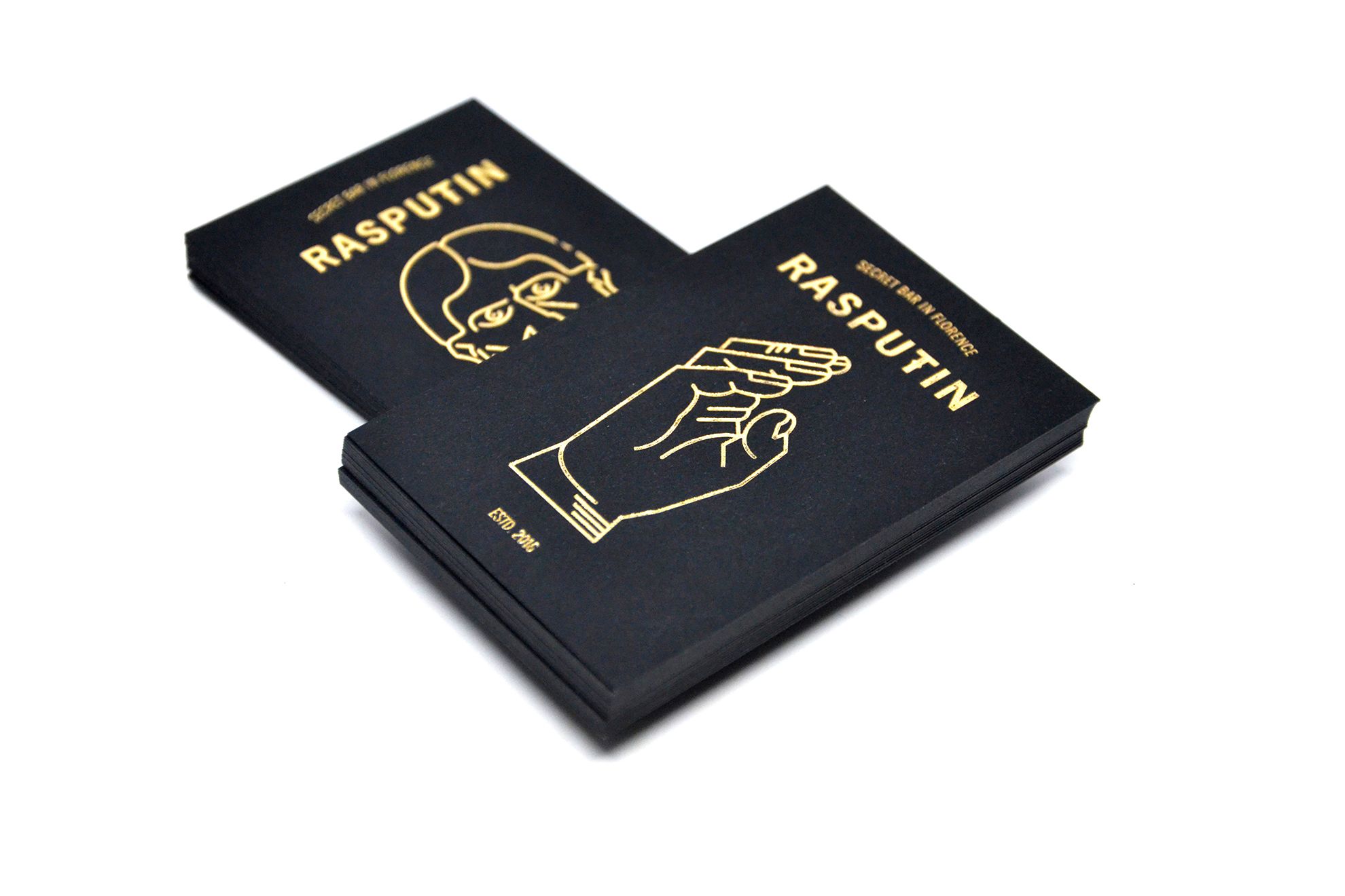 Cartes de visite premium noires illustrations dorees dessinees a la main creatifs. Sprint24.