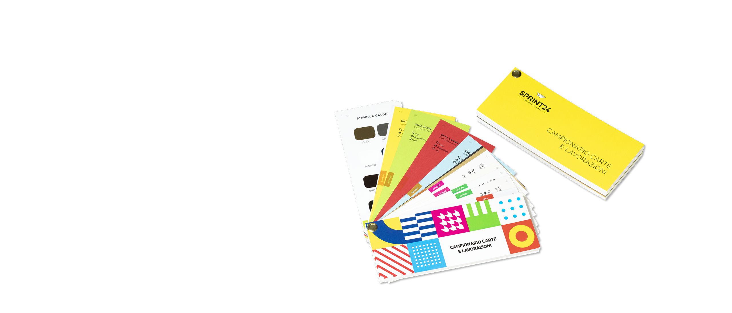 Collection echantillons imprimes diverses couleurs finitions et materiaux pour projets. Sprint24.