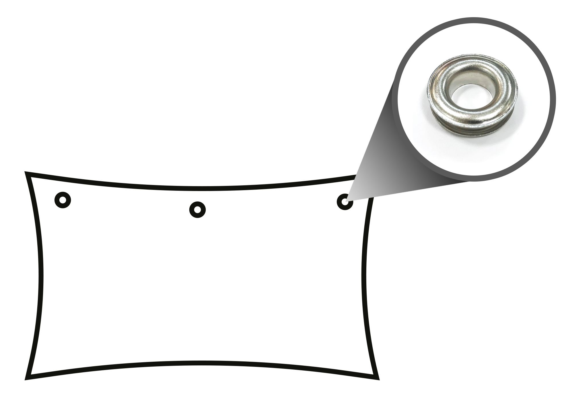 Côté supérieur - Œillets zingués: Application d'œillets zingués distancés 50 cm l'un de l'autre.