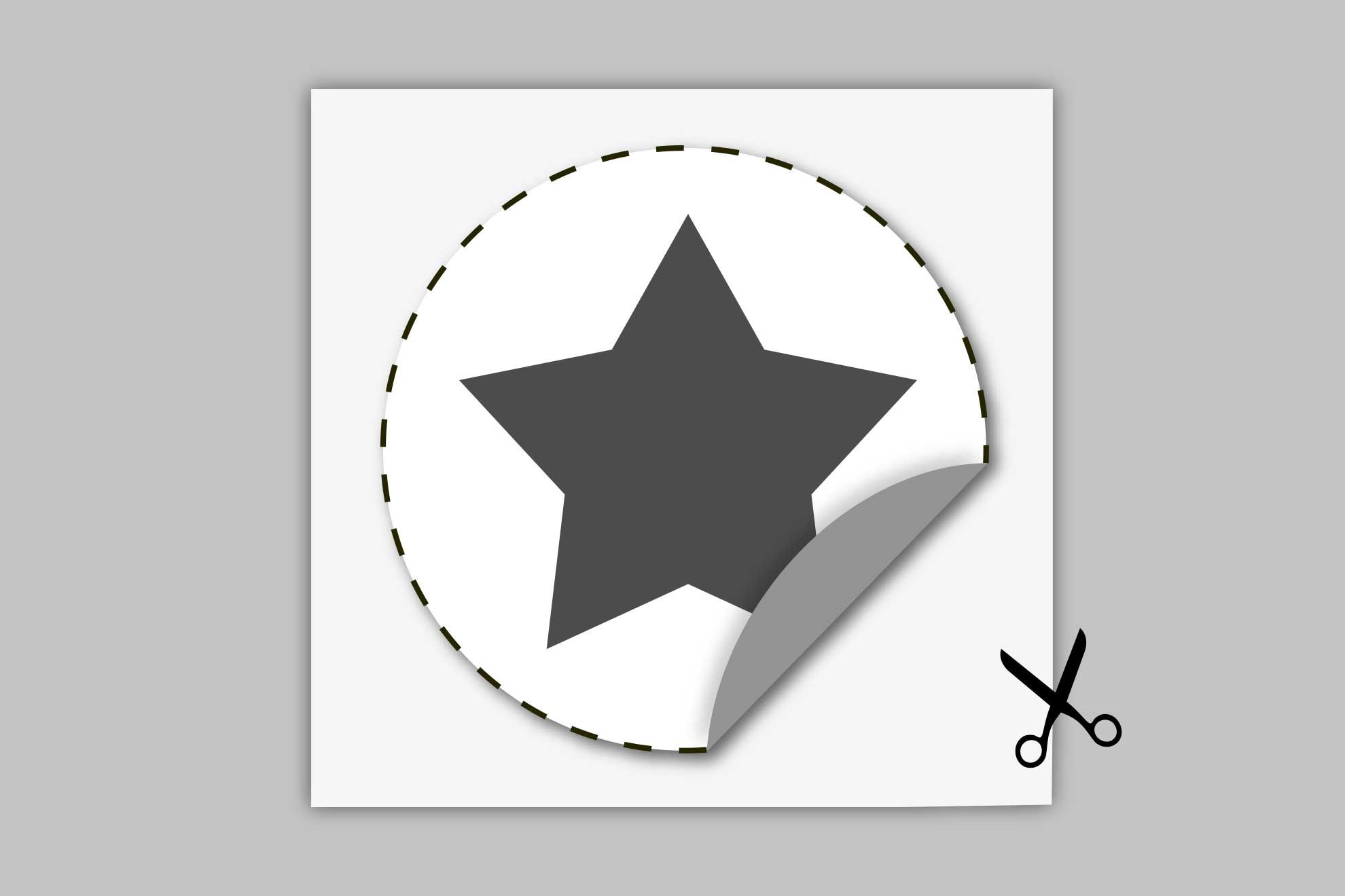 Rond: Les adhésifs seront livrés singulièrement prédécoupés selon le tracé envoyé avec une bordure qui en facilite l'extraction