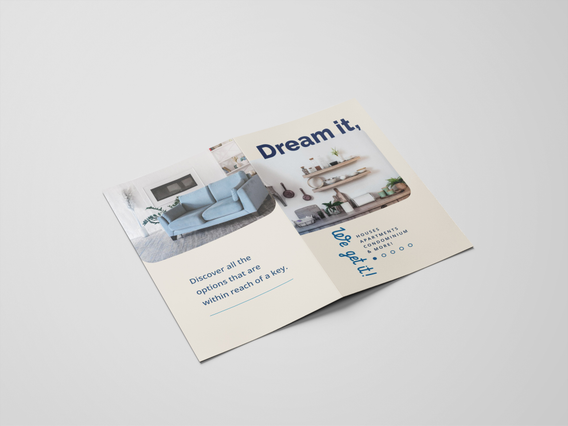 Brochure pliante avec images d'intérieur personnalisées imprimées Brochure tri-pli promotion services decoration interieure et mobilier avec images. Sprint24.