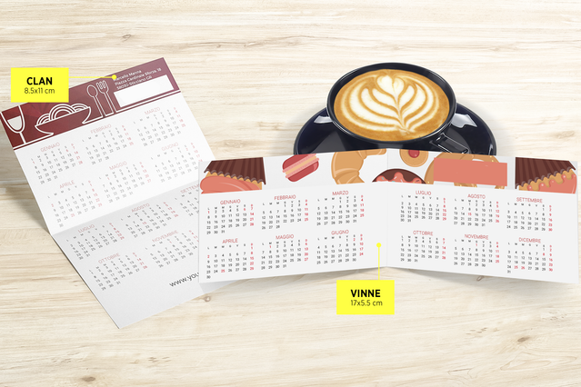 Calendriers de poche Sprint24 pour cadeaux clients. Formats mensuels et semestriels avec plastification.