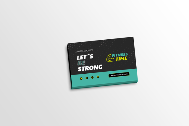 Carte de visite coach sportif Let's Be Strong Fitness Time design turquoise et noir. Sprint24.