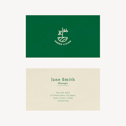 Cartes de visite entreprises agricoles design vert et creme et marque distinctive. Sprint24.