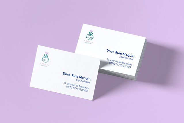 Cartes de visite cabinets psychologie design minimaliste professionnel accents bleu-vert. Sprint24.