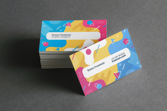 Cartes de visite recto verso designs geometriques vibrants pour entreprises modernes. Sprint24.