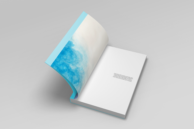 Catalogue couverture souple professionnel design artistique personnalise tons bleu vif. Sprint24.
