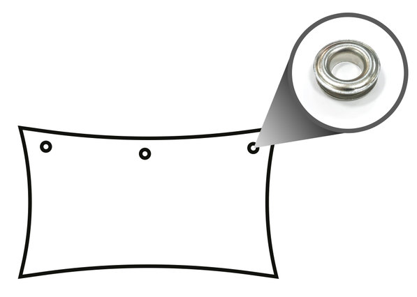 Côté supérieur - Œillets zingués: Application d'œillets zingués distancés 50 cm l'un de l'autre.