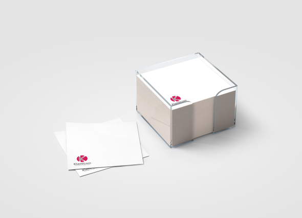 Cube notes papier 500 feuilles 10x10cm logo sur chaque feuille dans porte-cube. Cadeau promotionnel Sprint24.