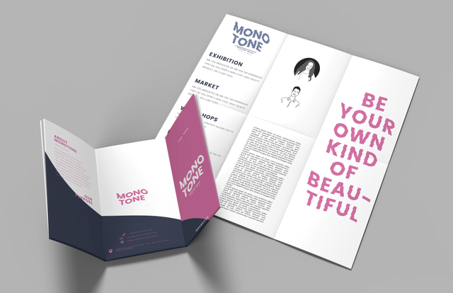 Depliant 6 volets croix Mono Tone Exhibition navy magenta Be Your Own. Depliant 6 volets croix Mono Tone Exhibition navy magenta Be Your Own Kind of Beautiful. Sprint24.
