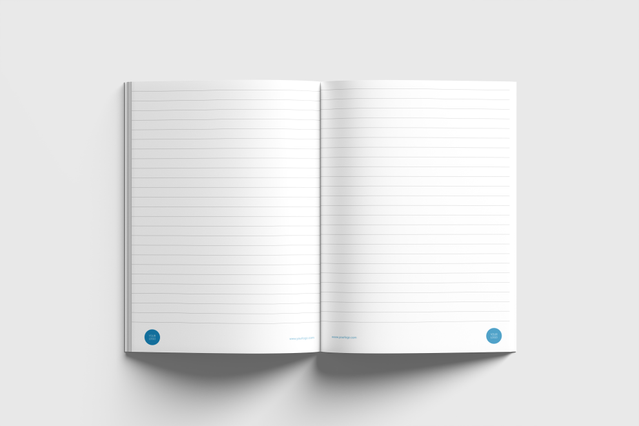 Gabarit carnet A5 pages rigatees qualite premium pour impression personnalisee et branding. Sprint24.