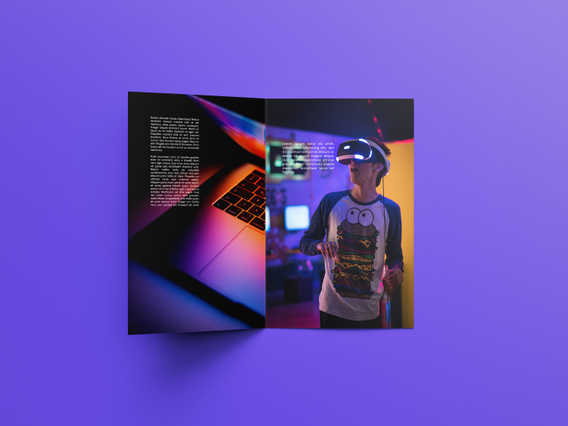 Impression A5 pliante aux couleurs vives et modernes Imprime A5 pliant couleurs neon audacieuses et design geometrique moderne marketing. Sprint24.