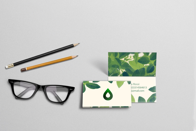 Cartes de visite pliantes aux motifs botaniques verts, parfaites pour médecins, centres médicaux et professionnels. Chaque carte offre le double de l'espace utilisable grâce au pli, idéale pour les rendez-vous et les programmes de fidélité clientèle. Impression en ligne personnalisable aux couleurs de votre entreprise.