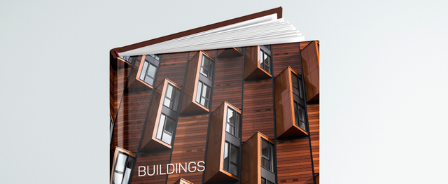 Livre cartonne carre Buildings copertine photographique facade architecture bois moderne. Sprint24.