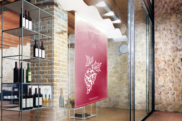 Vitrofanies personnalisees design floral blanc sur rose vif pour devantures commerciales. Sprint24.